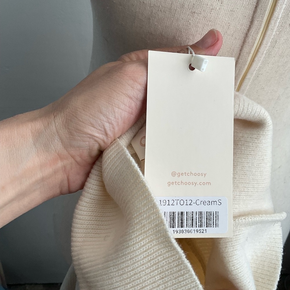 Choosy Cream Turtleneck Oversized Balloon Sleeve Boyfriend Sweater - Picture 8 of 10
